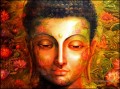 Décor de tête de Bouddha en fleurs roses bouddhisme